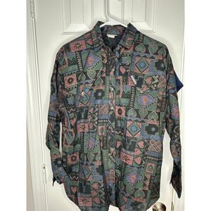 ROUGHRIDER Womens Western Cowgirl Rodeo Button Up Aztec Paisley top shirt